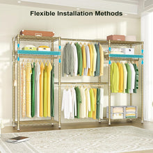 Load image into Gallery viewer, E1 Heavy Duty Adjustable 6-Tier Closet Garment Rack - Expandable Gold Organizer