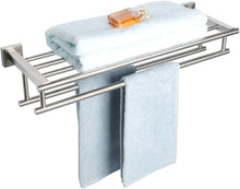 Load image into Gallery viewer, 24-Inch Brushed Nickel Towel Shelf - Easy Install &amp; Elegant Design for Bathrooms