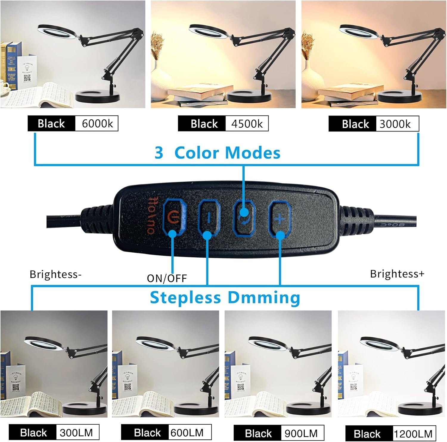 Adjustable LED Magnifying Lamp with Heavy Base - Hands-Free Precision Lighting