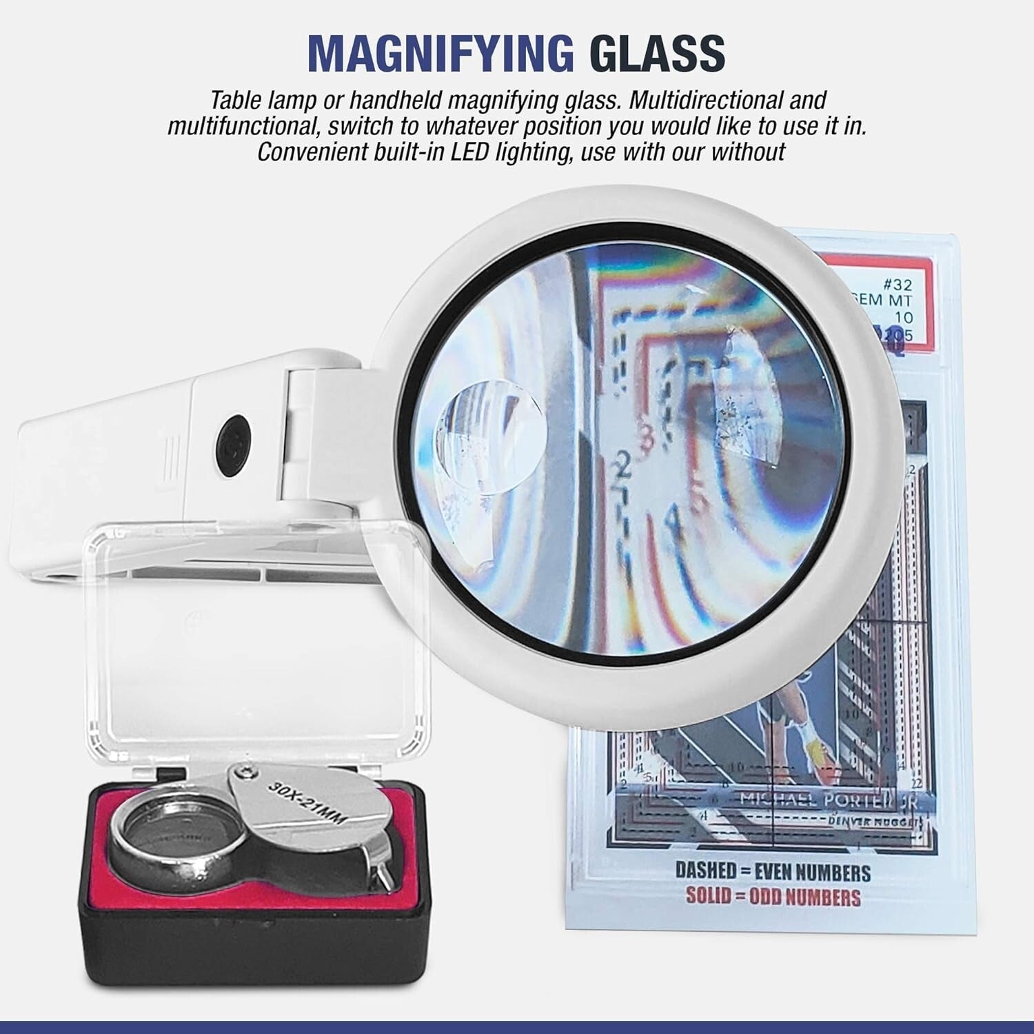 All-Ages Sports Card Grading Kit: Includes LED Lamp, Gloves, and Cleaning Cloths