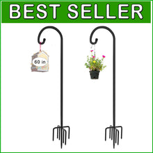 Load image into Gallery viewer, Set of 2 Adjustable 60-Inch Shepherd Hooks with Rust Resistant 5 Prong Base