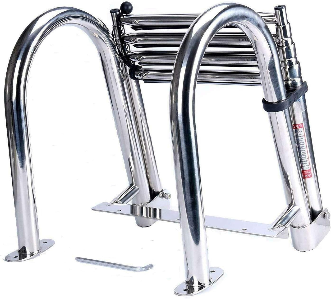 Telescopic 4-Step Rear Entry Boat Ladder with Anti-Slip Steps - 400 lbs Capacity