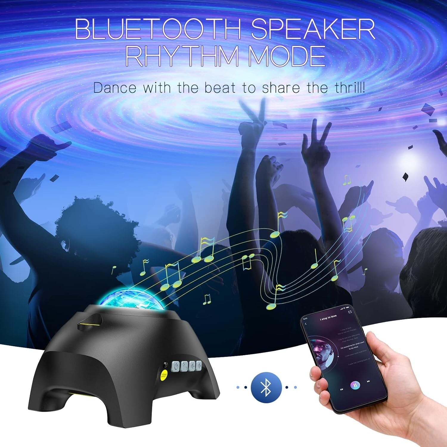 Bluetooth Galaxy Light Projector with 33 Modes & Remote Control for Home Decor