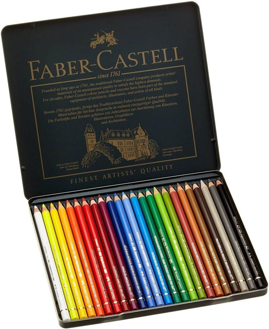 Professional Quality 24 Colored Pencils in Metal Tin - Perfect for Drawing