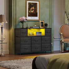 Load image into Gallery viewer, Stylish Charcoal Black 8-Drawer Dresser for Living Room &amp; Bedroom with USB Ports