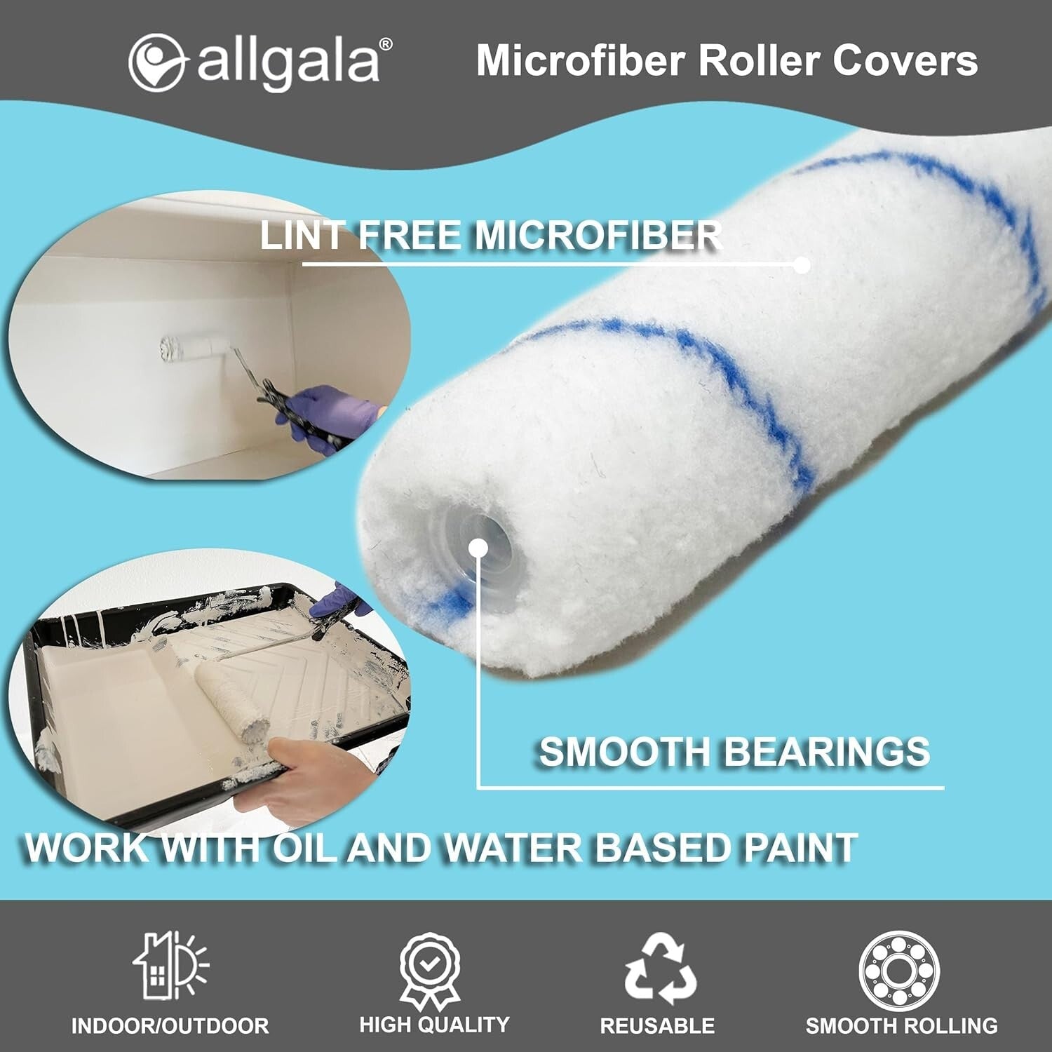 144-Pack Mini Paint Roller Covers, 4-Inch Shedless Microfiber for Professionals