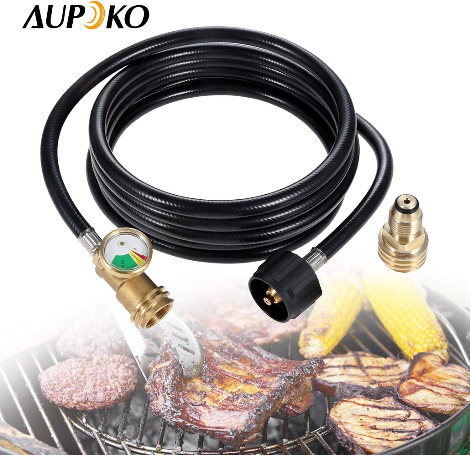 12 FT Propane Tank Extension Hose with Adapter & Leak Detector for Gas Grills