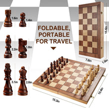 Load image into Gallery viewer, High-Quality 15" Wooden Magnetic Chess Set - Ideal Gift for Family Game Night