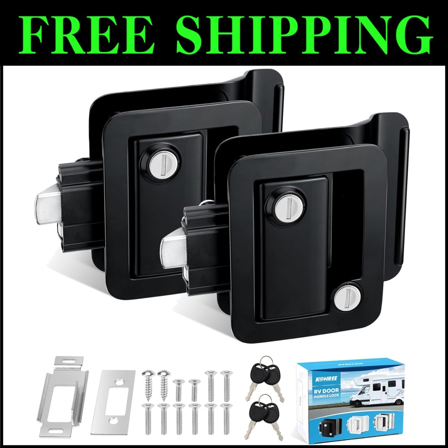 2 Pack of Waterproof RV Door Locks with Longer Screws - Secure Your Trailer