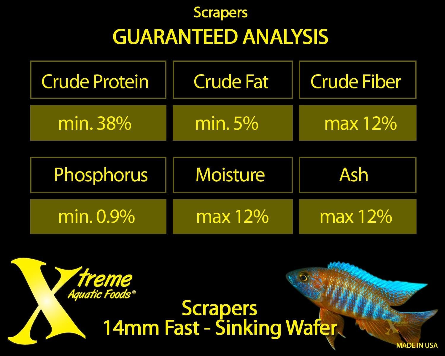 Xtreme Scrapers 14mm Fast-Sinking Fish Food Wafers - 2.5lbs for Bottom Feeders
