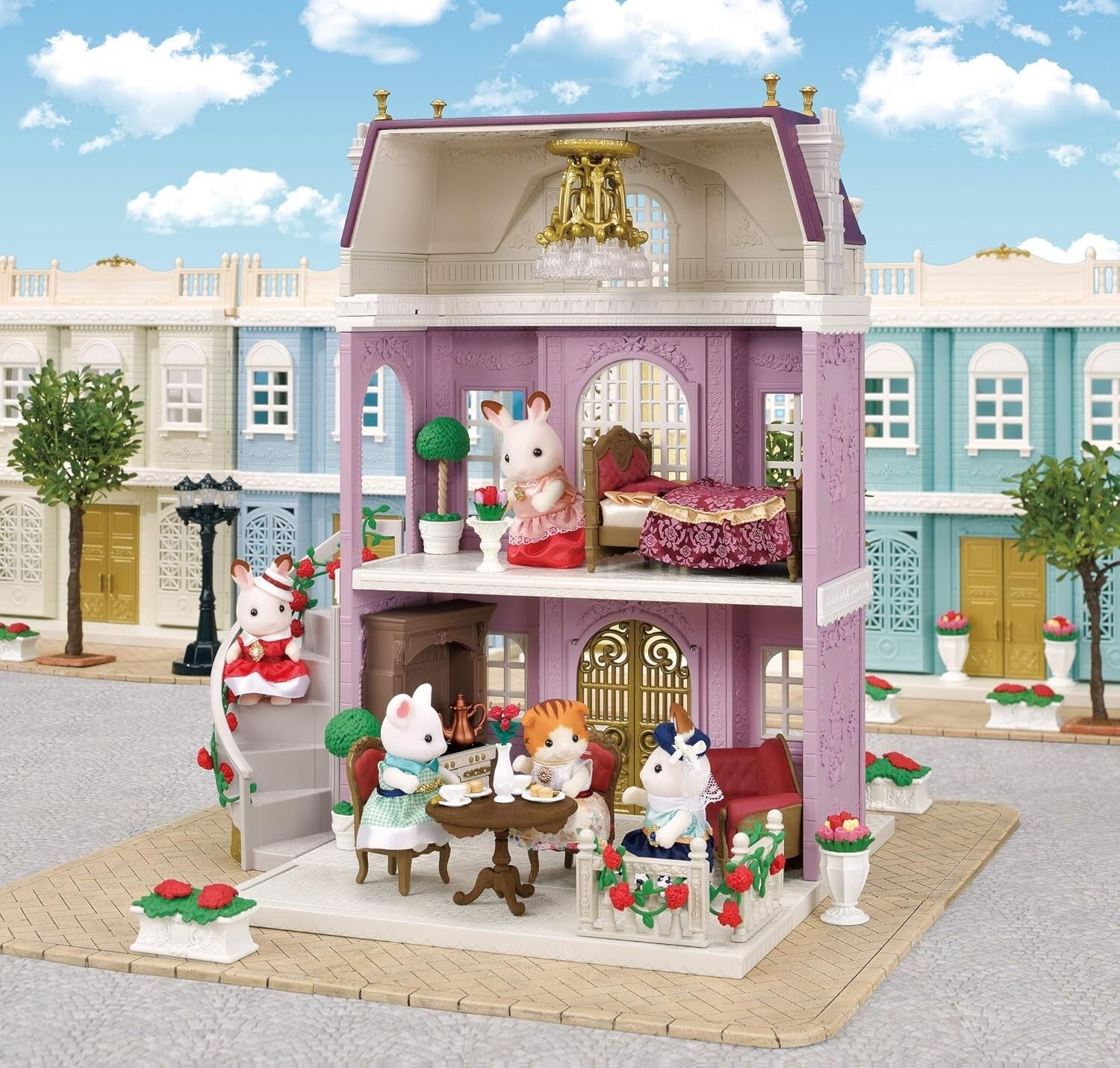 Charming 2-Story Town Manor with Rabbit and Accessories - Gift of Imagination