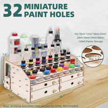 Load image into Gallery viewer, Lightweight Wooden Paint Storage Organizer with 4 Drawers and 32 Bottle Slots
