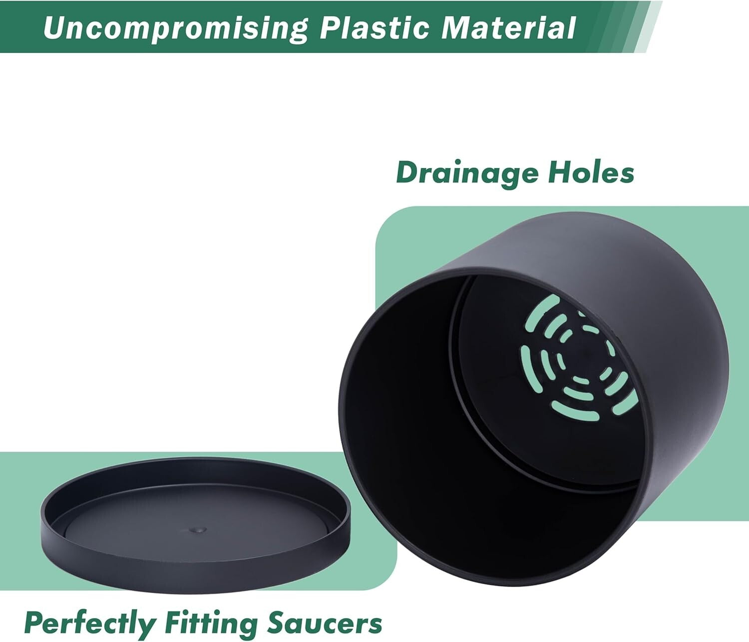 Cylindrical 12-Inch Indoor/Outdoor Planters with Drainage Saucers - Set of 2