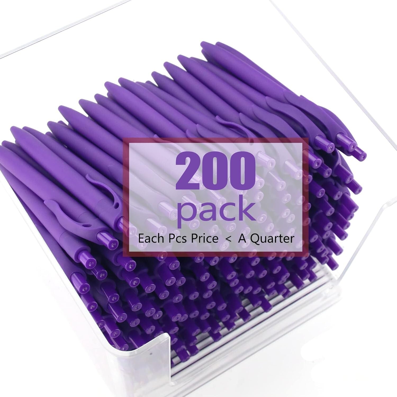 Bulk 200 Retractable Purple Barrel Pens - Medium Point, Smooth Writing Solutions