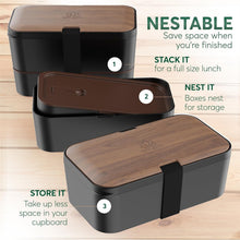 Load image into Gallery viewer, Versatile Bistro Bento Box with 4 Utensils &amp; Sauce Jars – Modern &amp; Leakproof