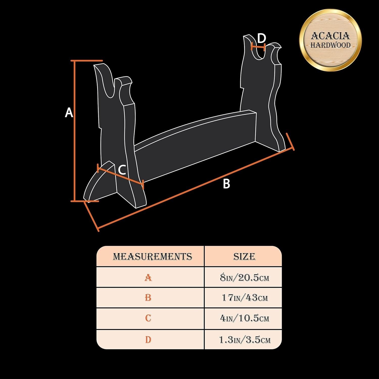 Polished 17-Inch Sword Holder for Katana and Samurai Blades - Easy Assembly