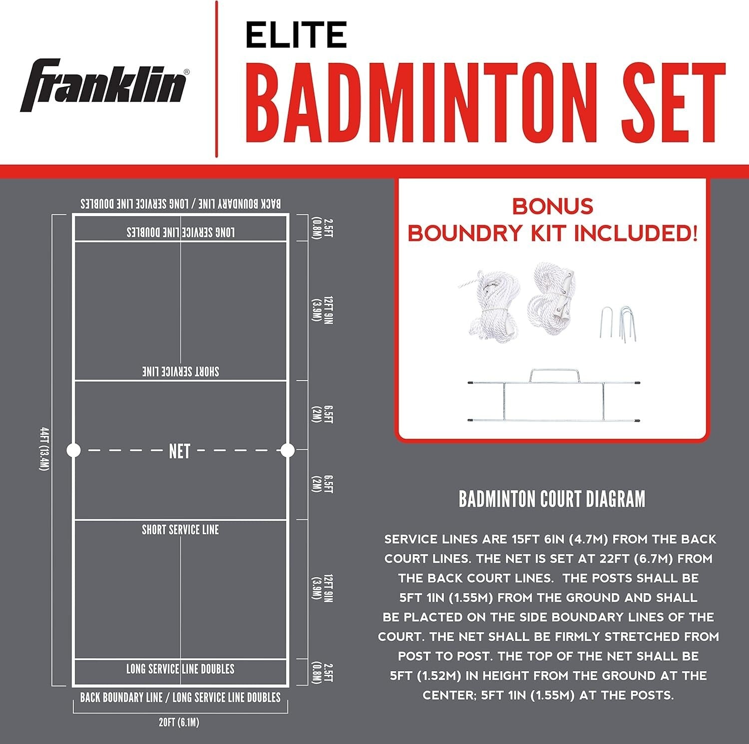 Champion Badminton Net Set - Sturdy Poles, Rackets, and Birdies for Backyard Fun