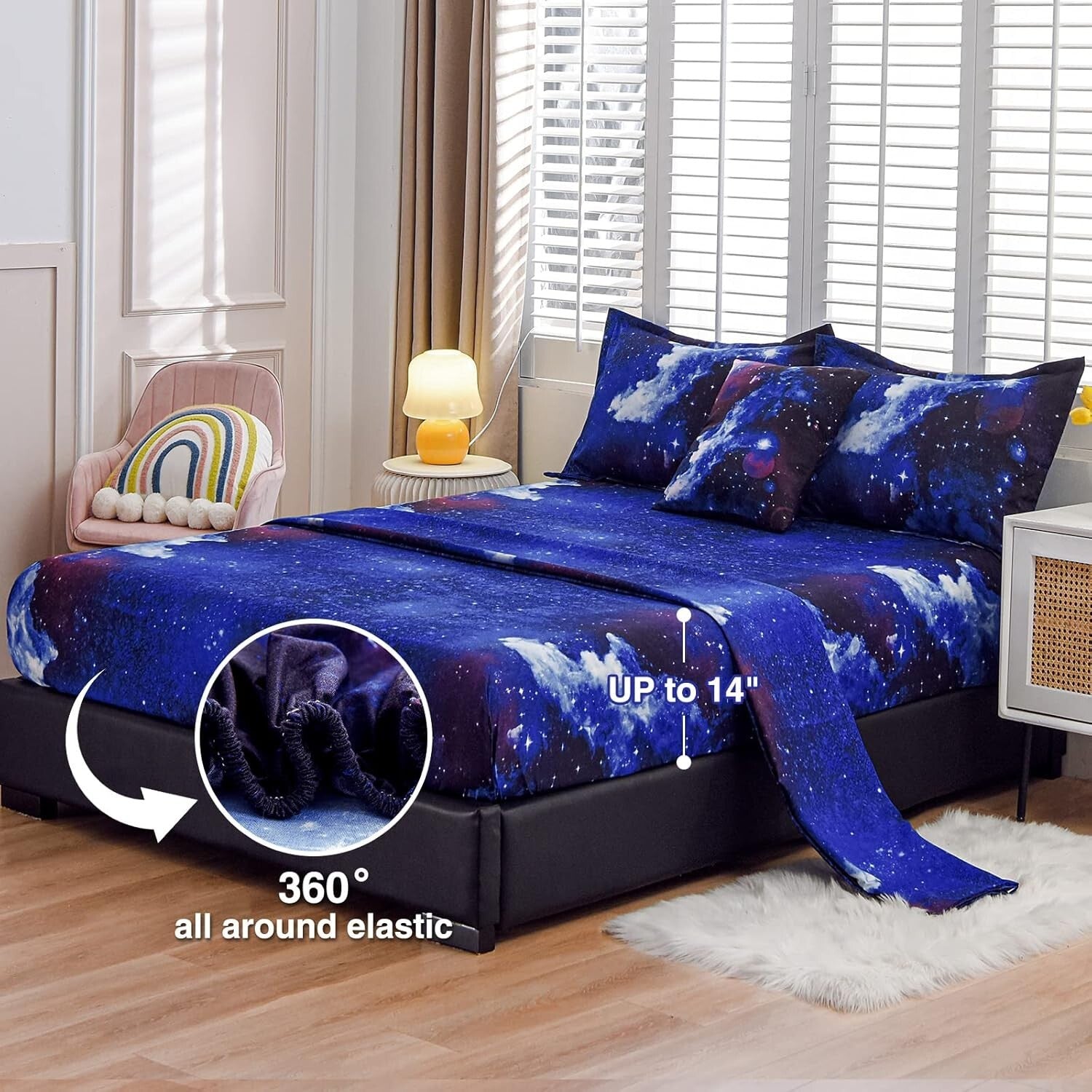 3D Galaxy Print Bedding Set: 6-Piece Comforter & Sheet Set for Boys and Girls