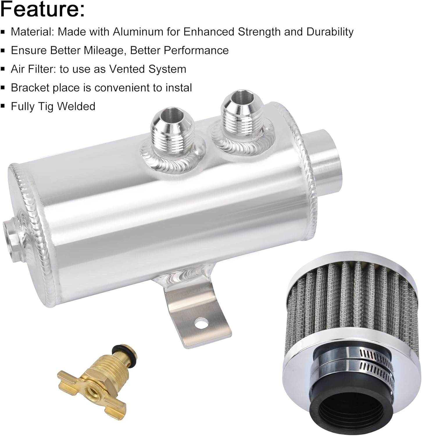 Compact 750ML Universal Oil Catch Can with Drain Valve for Performance Cars