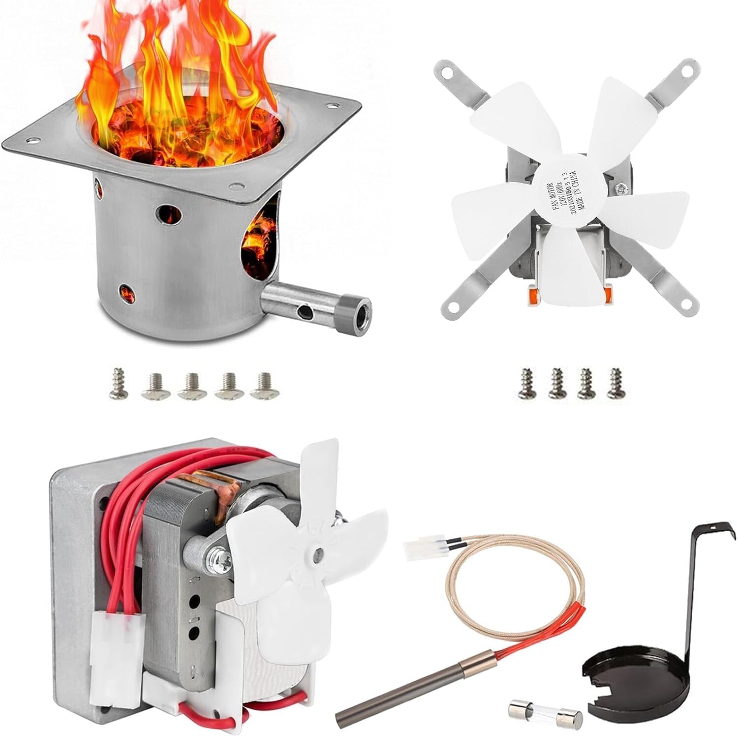 Efficient Pellet Grill Parts Set: Hot Rod, Burn Pot & More for Easy Replacement