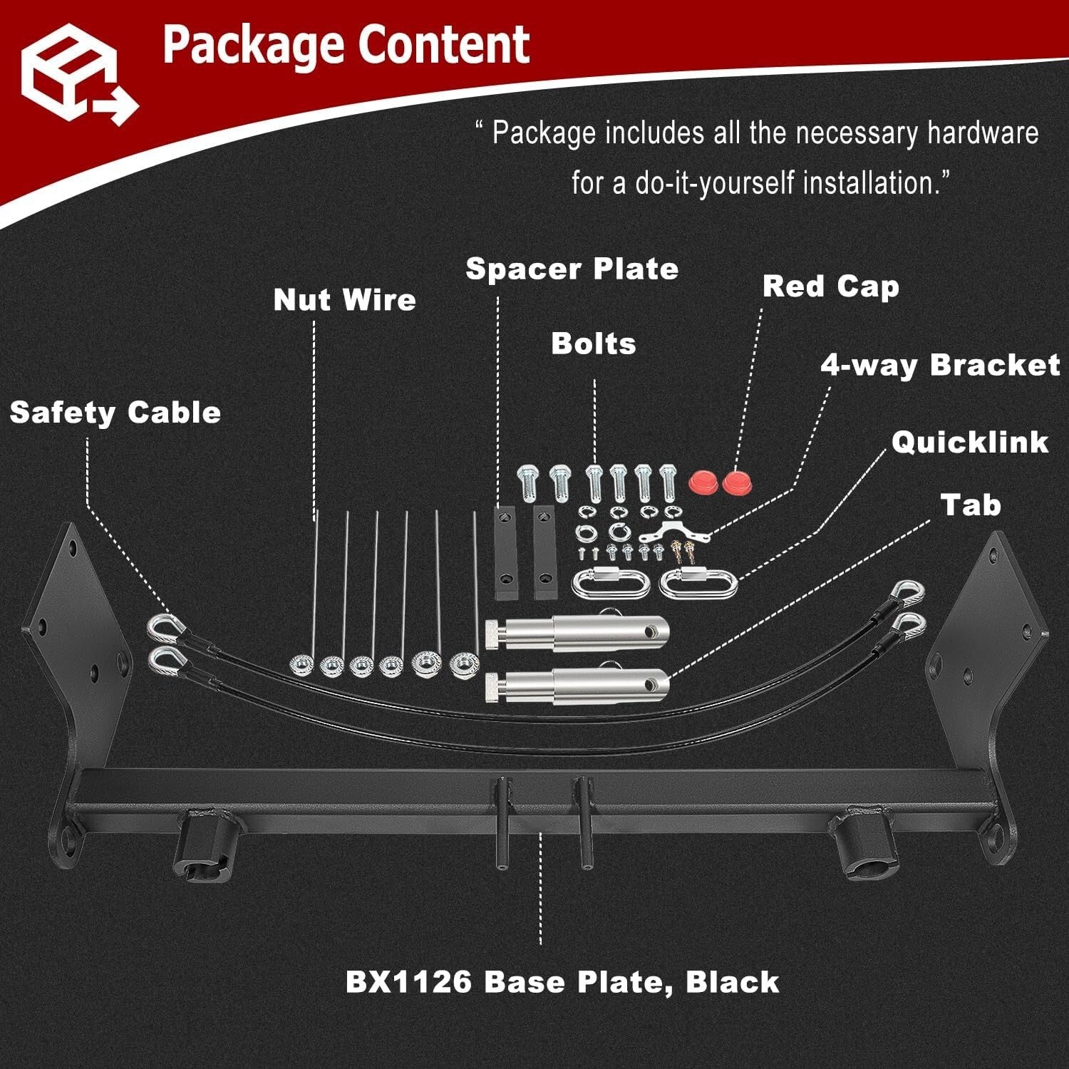 Easy Install Jeep Wrangler Tow Bar Base Plate - Perfect Fit for JK JKU 2007-2018