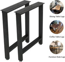 Load image into Gallery viewer, 28” Heavy Duty Iron Desk Legs - Modern Powder Coated Black for Easy Assembly