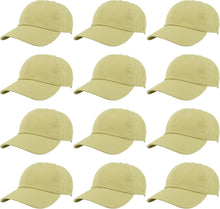 Load image into Gallery viewer, Wholesale Bulk of 12 Light Yellow 100% Cotton Adjustable Baseball Caps