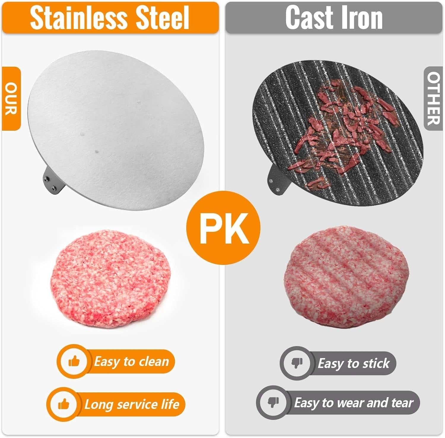 BBQ Essential: Heavy-Duty Stainless Steel Burger Press & Melting Dome 12-Inch