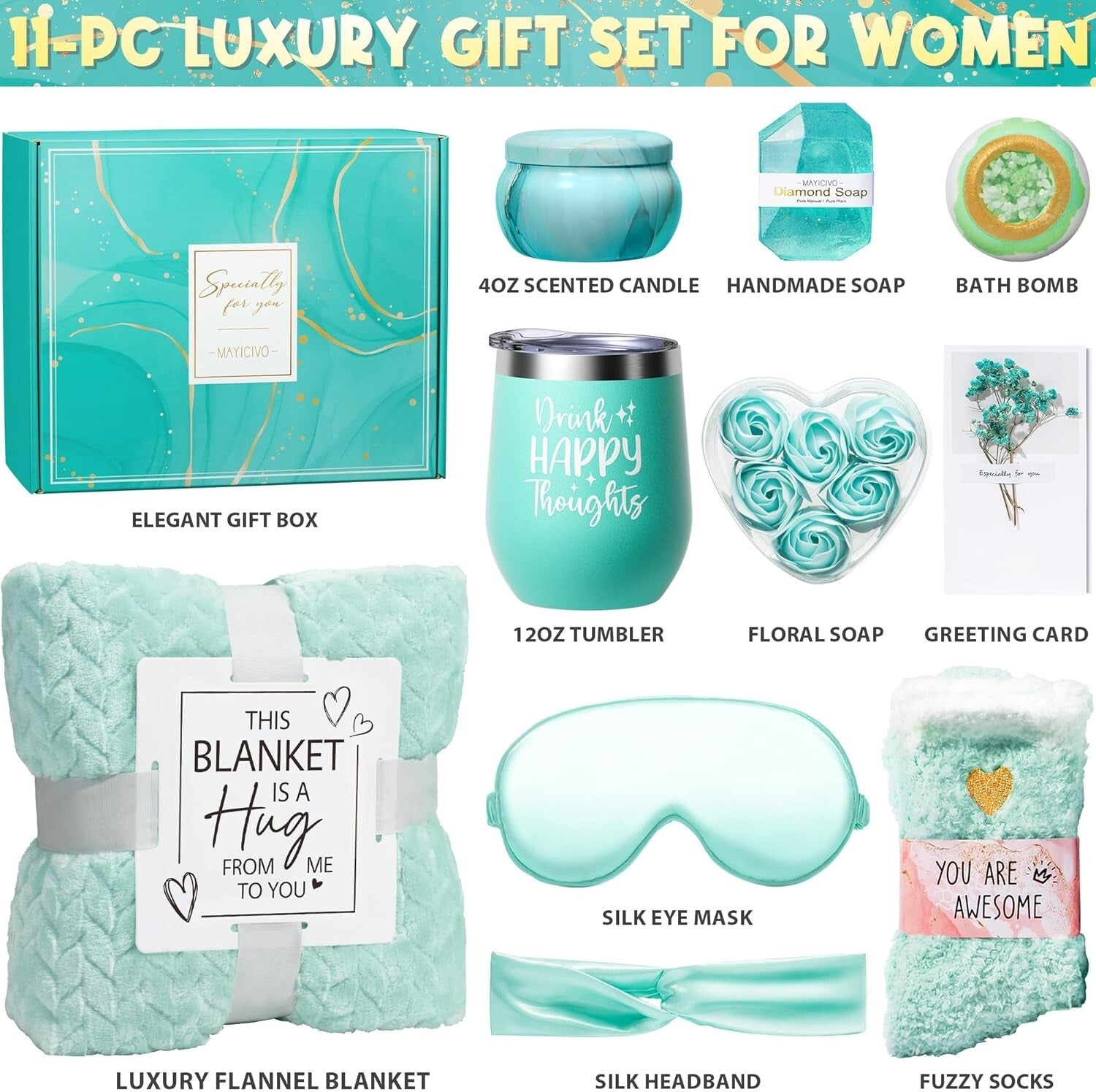 Unique Birthday Gifts for Women: Ocean Relaxing Spa Basket with Flannel Blankets
