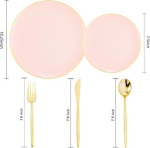 Load image into Gallery viewer, Stylish Pink Plastic Plates with Gold Embellishment - Ideal for Parties &amp; Events