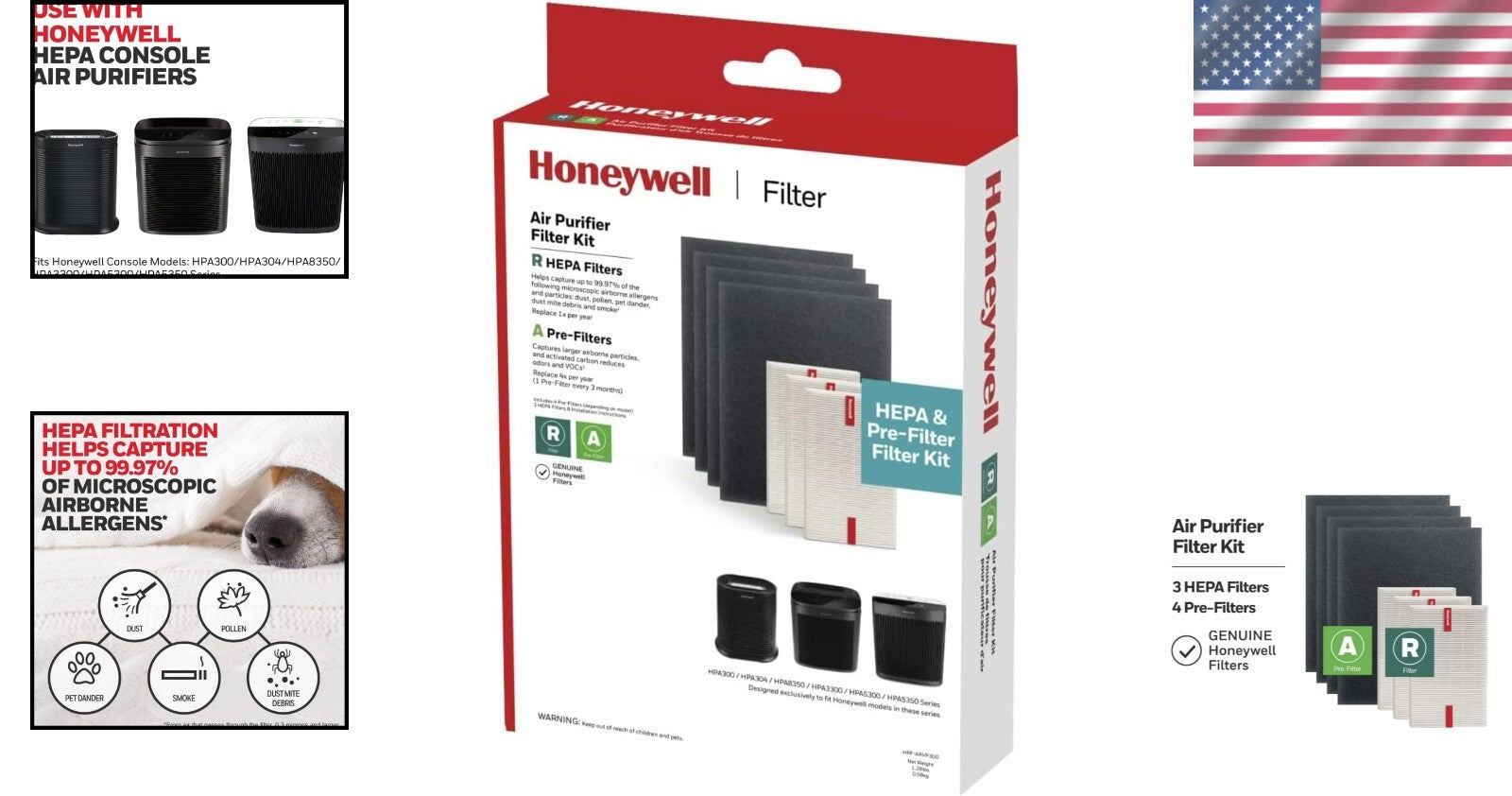 Effective HEPA Air Purifier Kit - 3 HEPA R & 4 Carbon Pre-Cut Filters Included