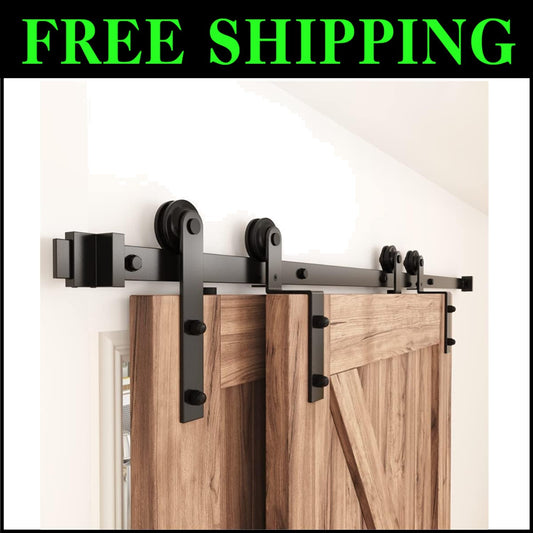 Elegant 6.6FT Carbon Steel Bypass Sliding Door Track - Perfect for Small Spaces