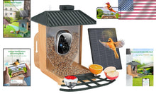 Load image into Gallery viewer, Solar Powered Bird Feeder with AI Camera - Capture Bird Moments in 1080P HD