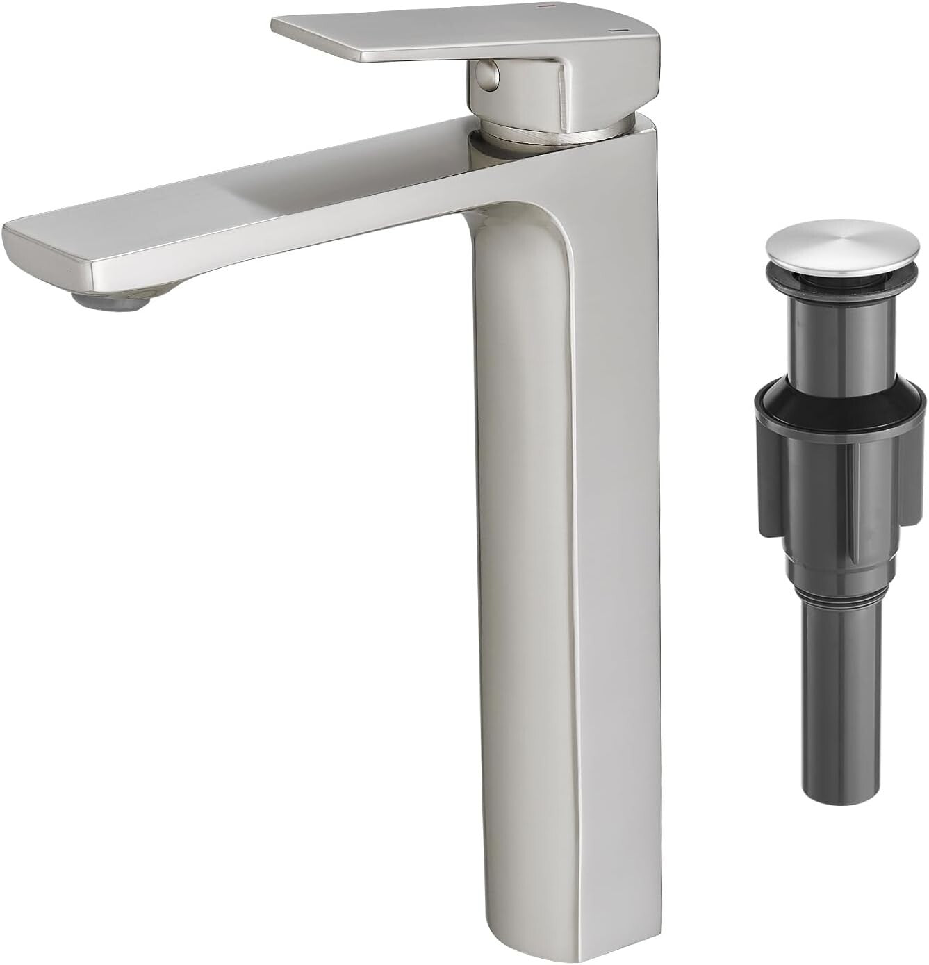 Tall Single Handle Brass Bathroom Faucet with Pop-Up Drain – Modern & Efficient