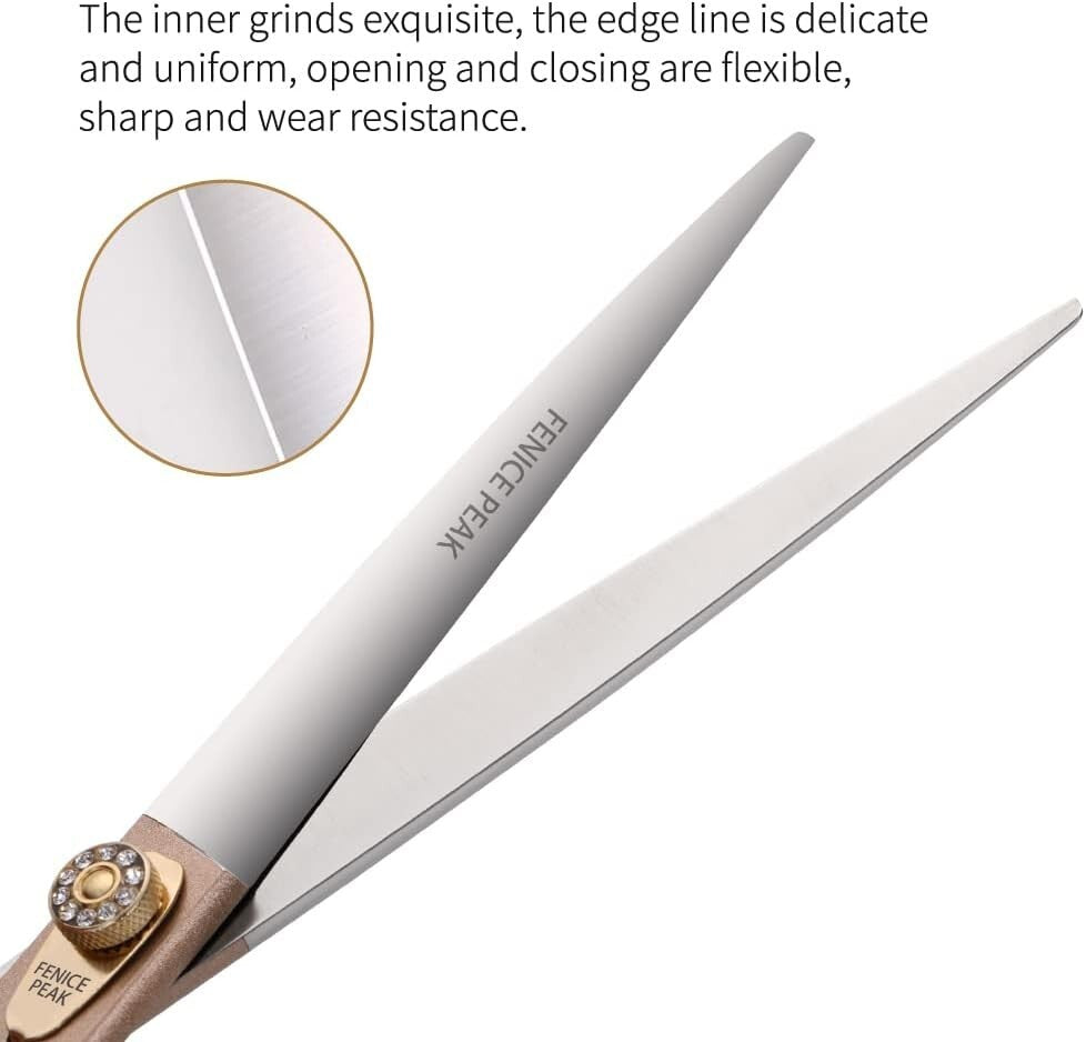 7'' Rose Gold Professional Dog Grooming Scissors Set - 4-Piece Stainless Steel