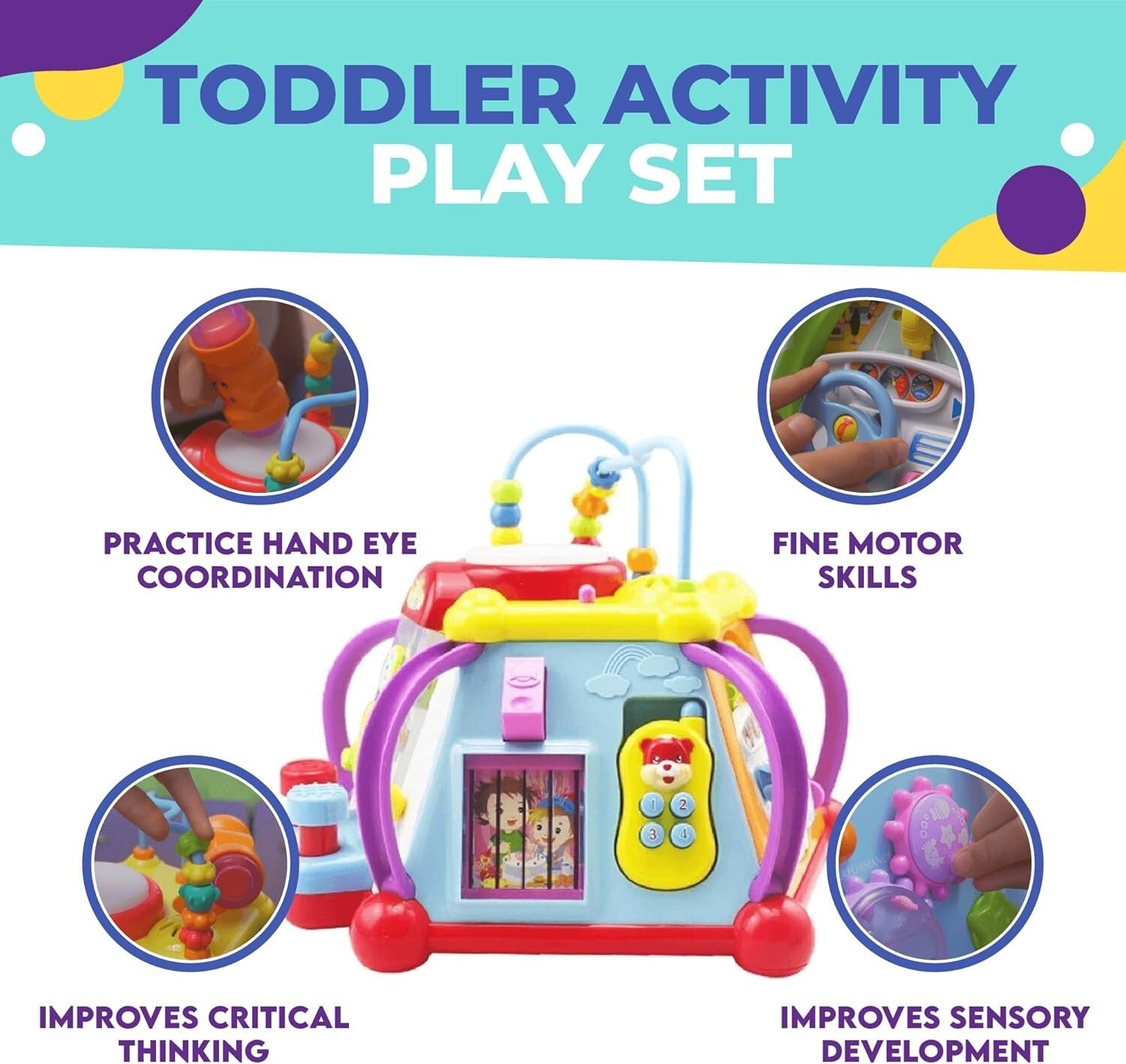 Interactive Educational Activity Cube for Toddlers Aged 1-3 - 15 Engaging Sides
