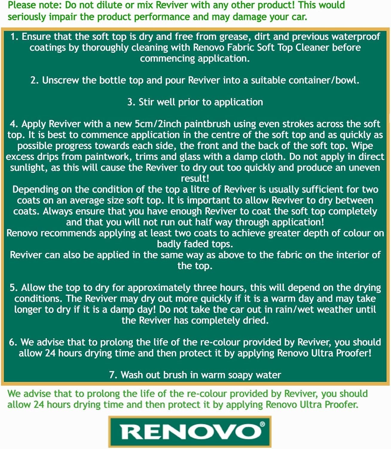 500ml Black Soft Top Reviver - Restore Faded Fabric with Residue-Free Formula