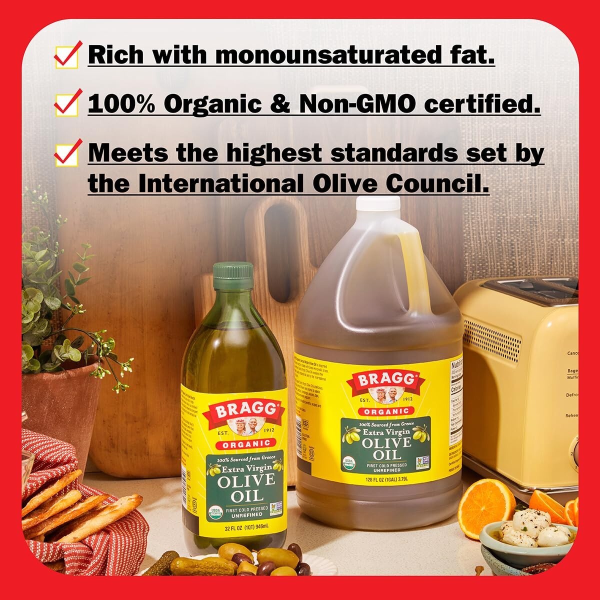 Premium Organic Extra Virgin Olive Oil - Heart Healthy, 128 Fl. Oz from Greece