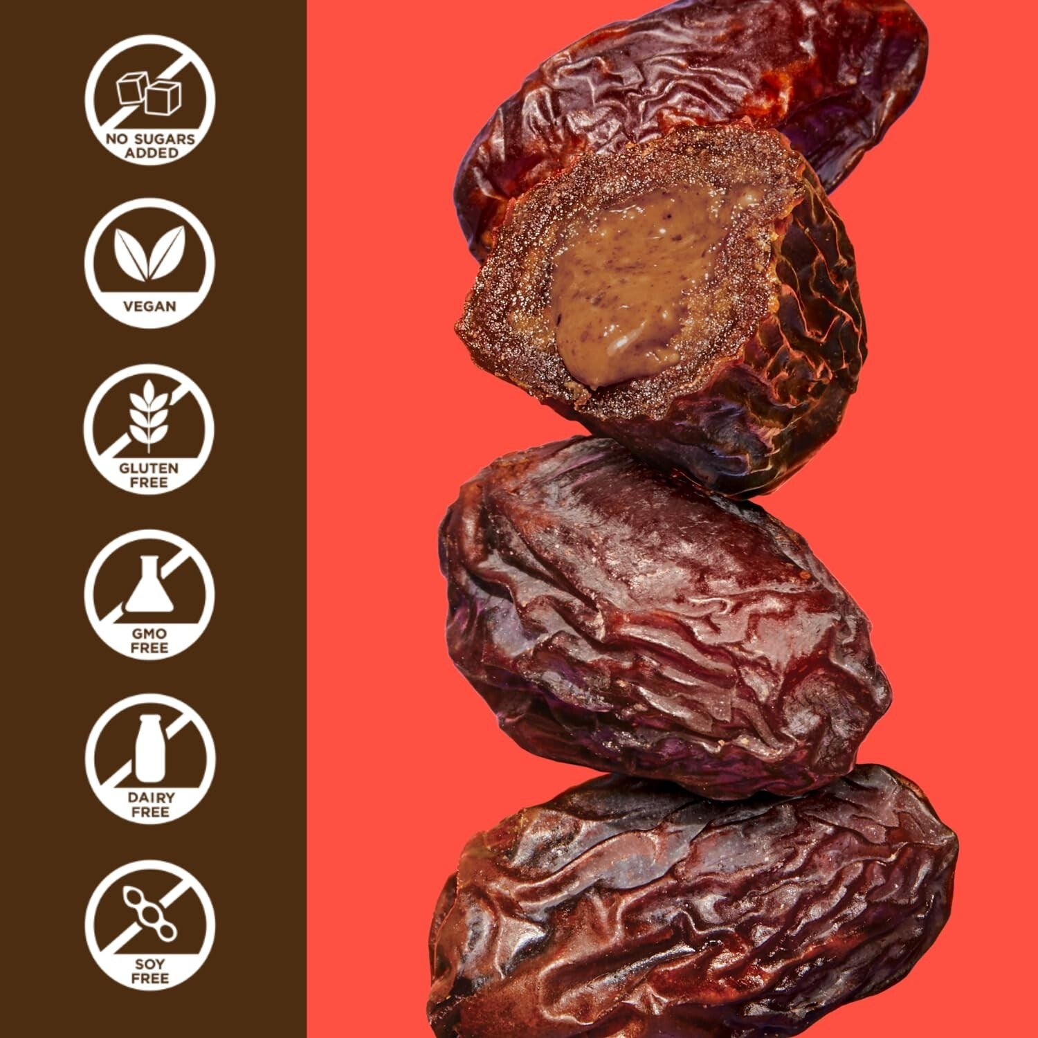 40 Ct Organic Medjool Dates Filled with Peanut Butter & Chocolate - Vegan Snack
