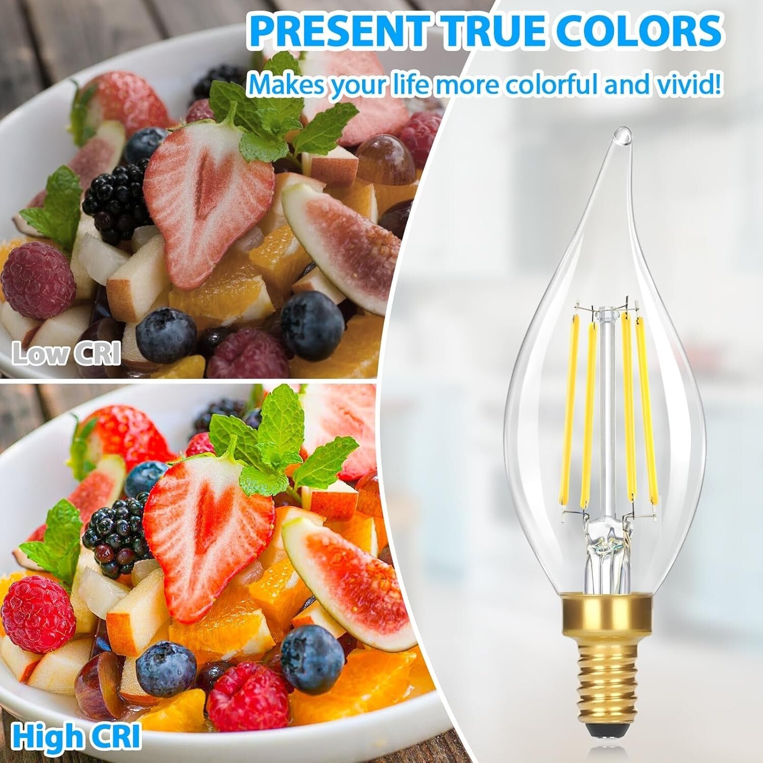 E12 LED Chandelier Light Bulbs Pack of 24 - 460 Lumens Dimmable Elegance