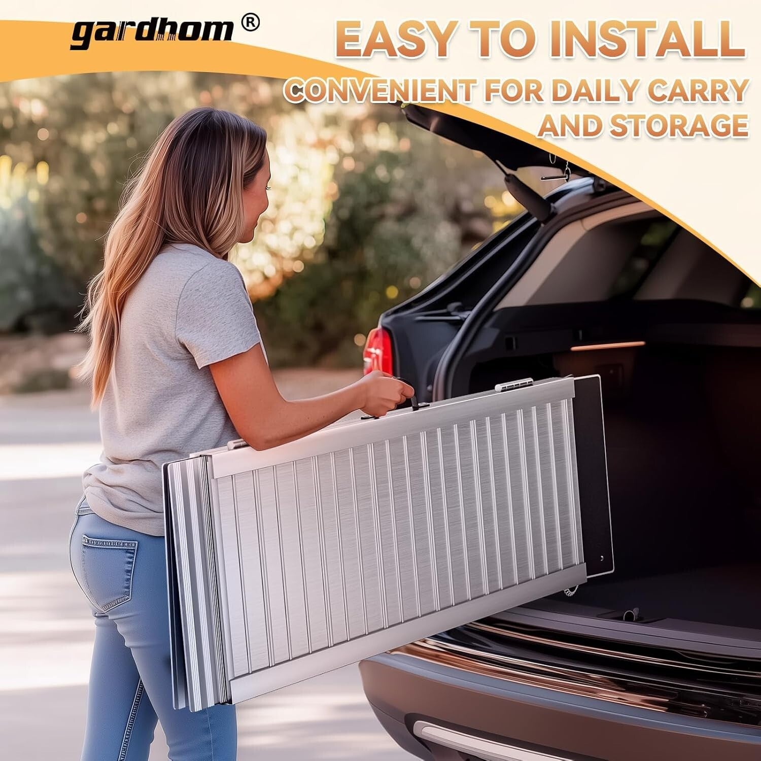 800Lbs Capacity Wheelchair Ramp - 4FT Aluminum, Foldable & Portable for Home Use