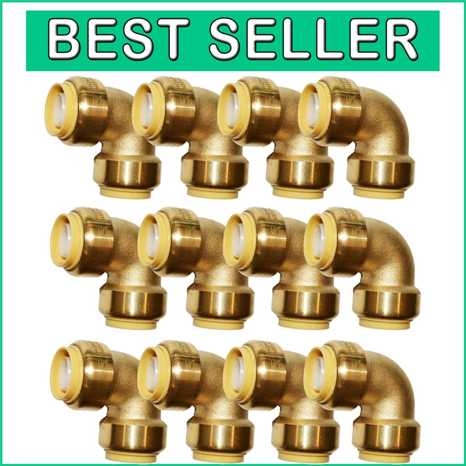 Effortless Installation: 3/4" Push-to-Connect Elbow - 12 pcs Lead-Free Brass