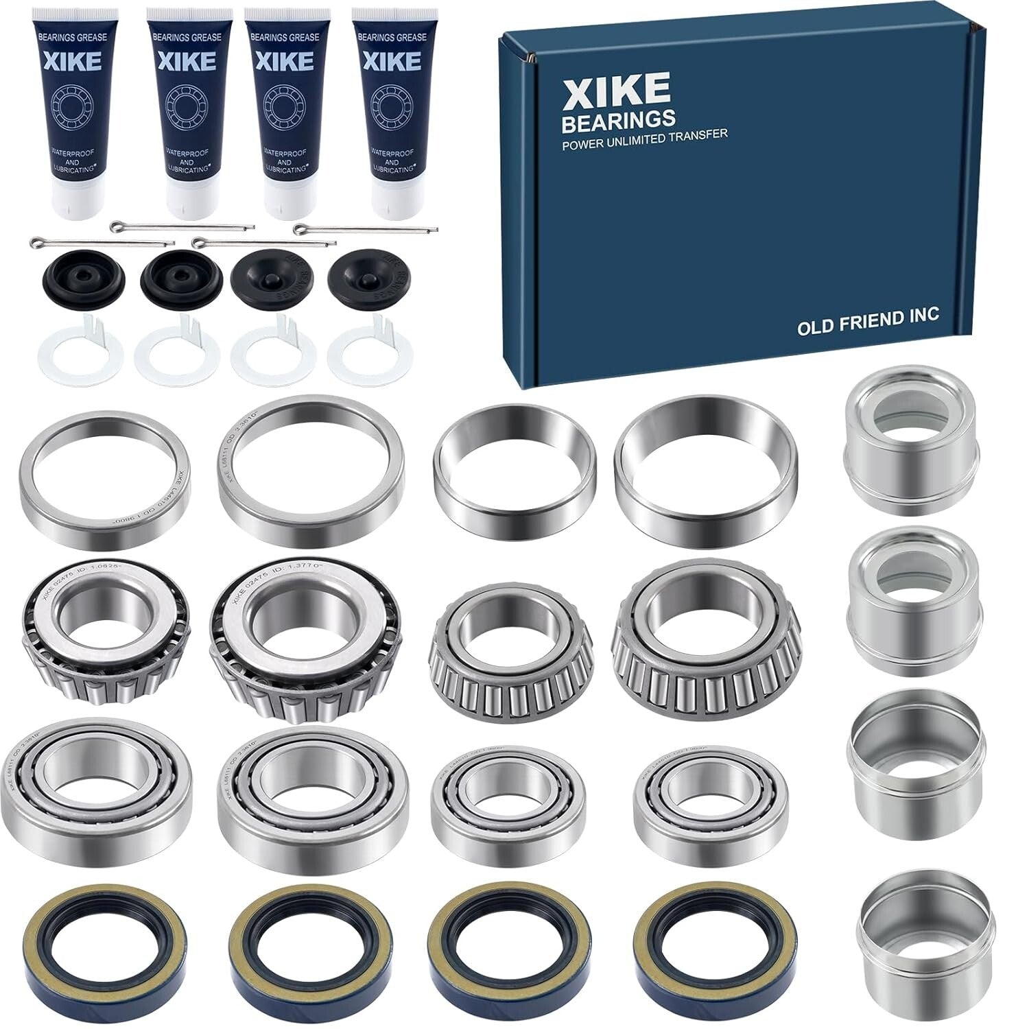 4-Piece Trailer Wheel Hub Kit Fits 3500 lbs Axles with High-Performance Bearings
