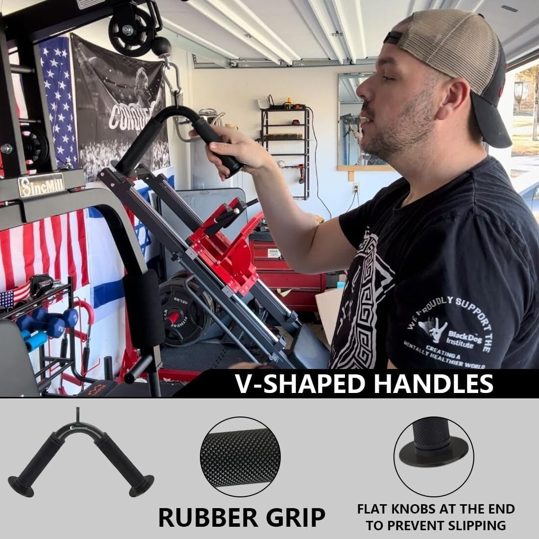 Cable Machine Attachment Set: V Handle, Rotating Bar & Triceps Rope for Home Gym