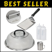 Load image into Gallery viewer, Complete BBQ Accessories Kit with Burger Press, Basting Cover &amp; Spachula
