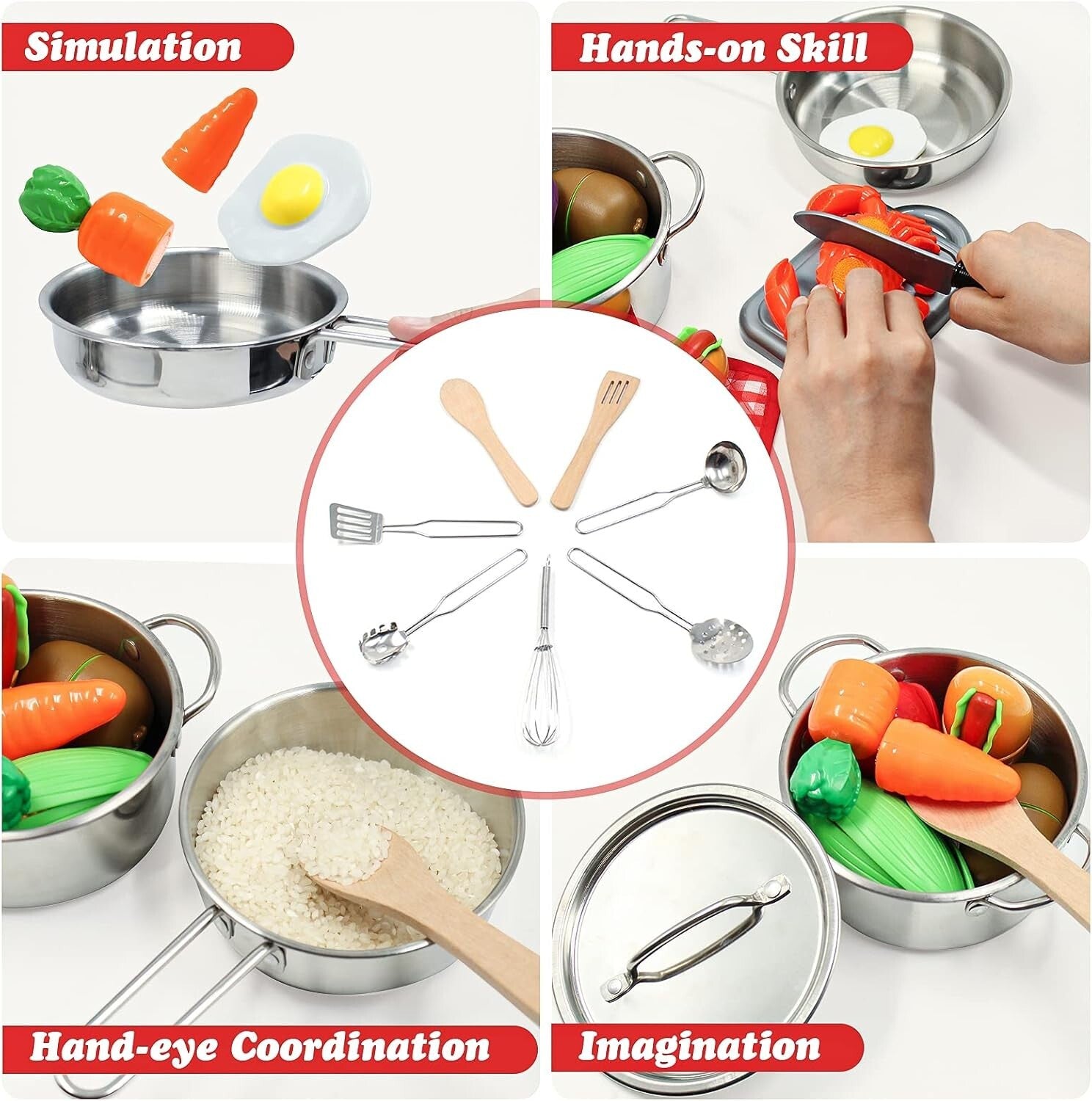 Interactive 32-Piece Kitchen Toys Set for Kids - Apron, Accessories & Play Food