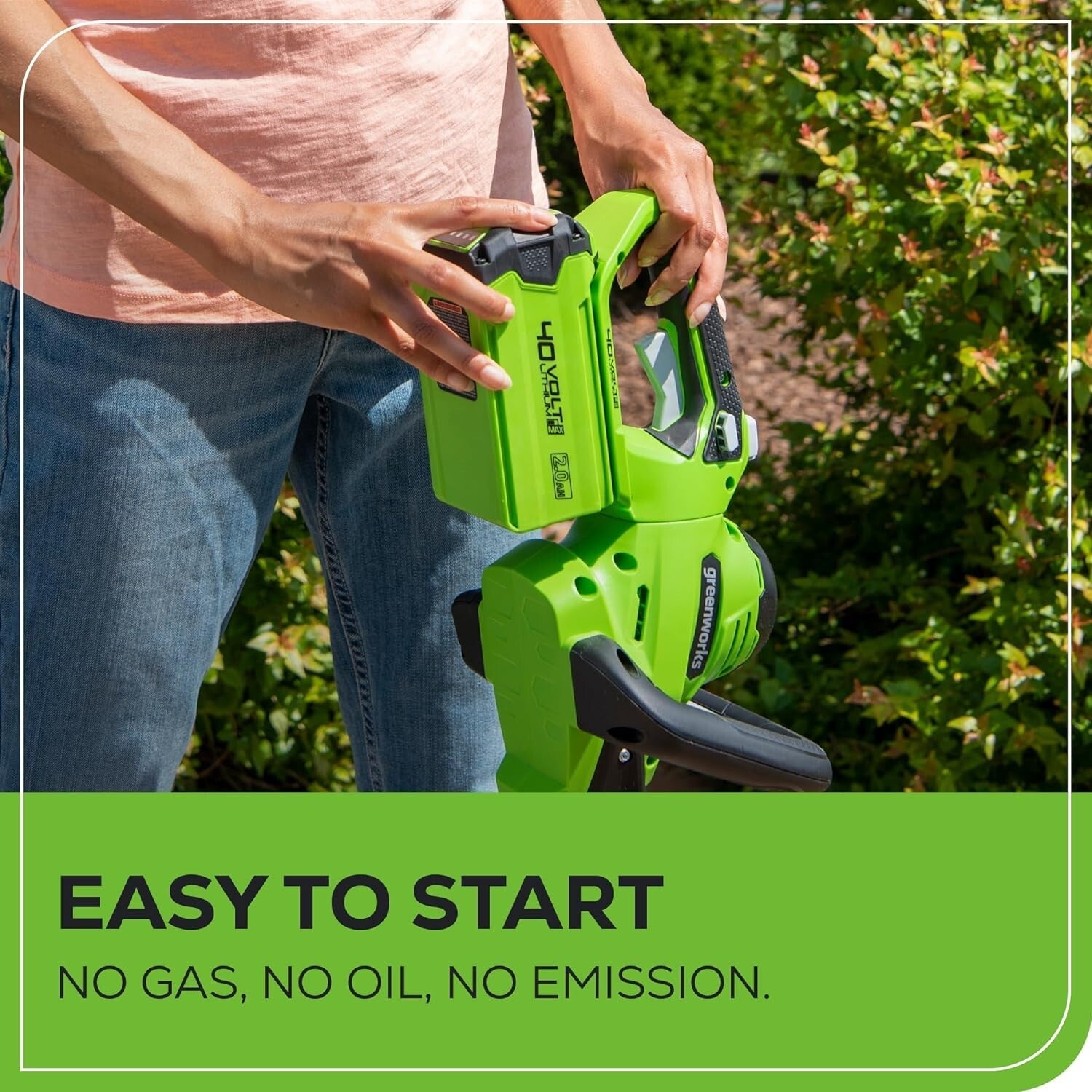 40V 24-Inch Cordless Hedge Trimmer with 1" Cutting Capacity & Battery Included