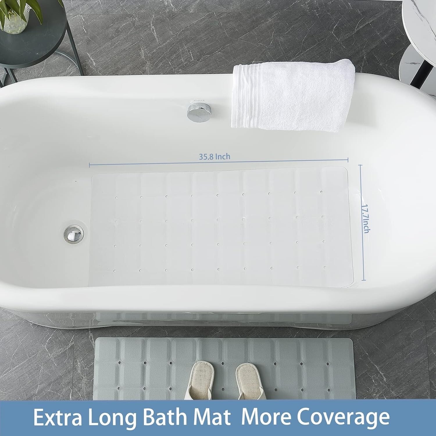 Foldable Non-Slip Bathtub Mat - 35.8x17.7 for Textured and Refinished Tubs