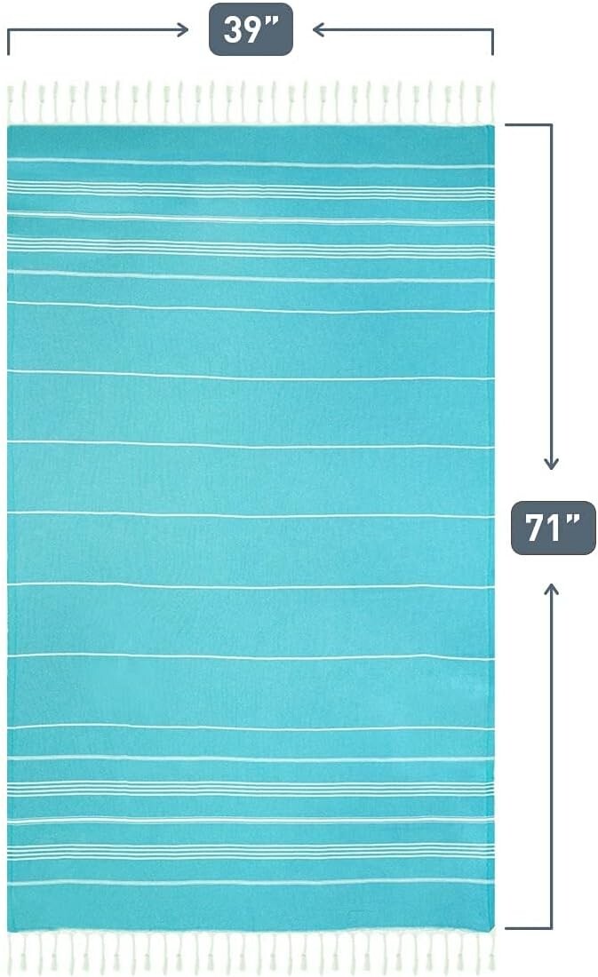 Extra Large 6 Pack Turkish Beach Towels 72x40" - Premium Sand-Resistant Design