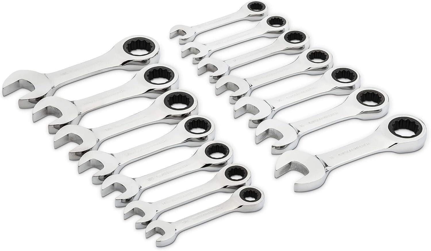 Professional 14 Pc. Stubby Ratcheting Wrench Set - Enhanced Grip & Access